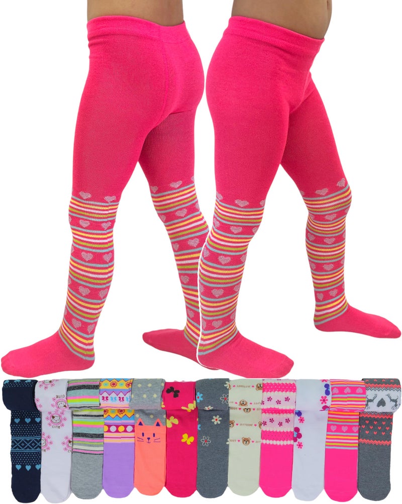 ToBeInStyle Girlâ€™s Pack of 6 Opaque Knit Density Pull-On Warm Winter Tights - Multicolor - M - Image 5